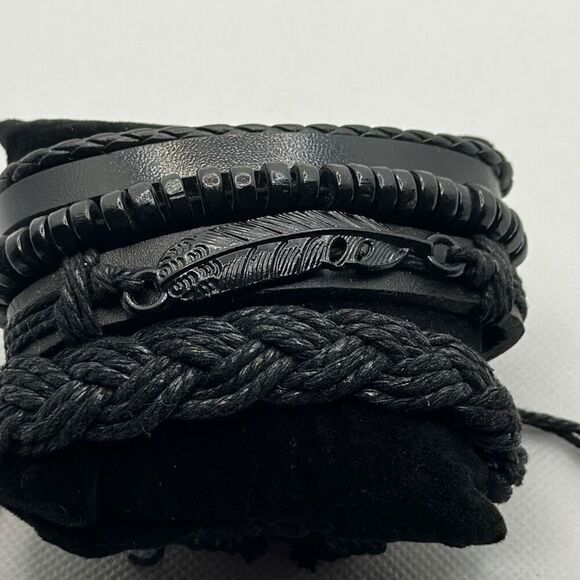 Brand New!! Leather, wood and hemp bracelet bundle - Picture 1 of 4
